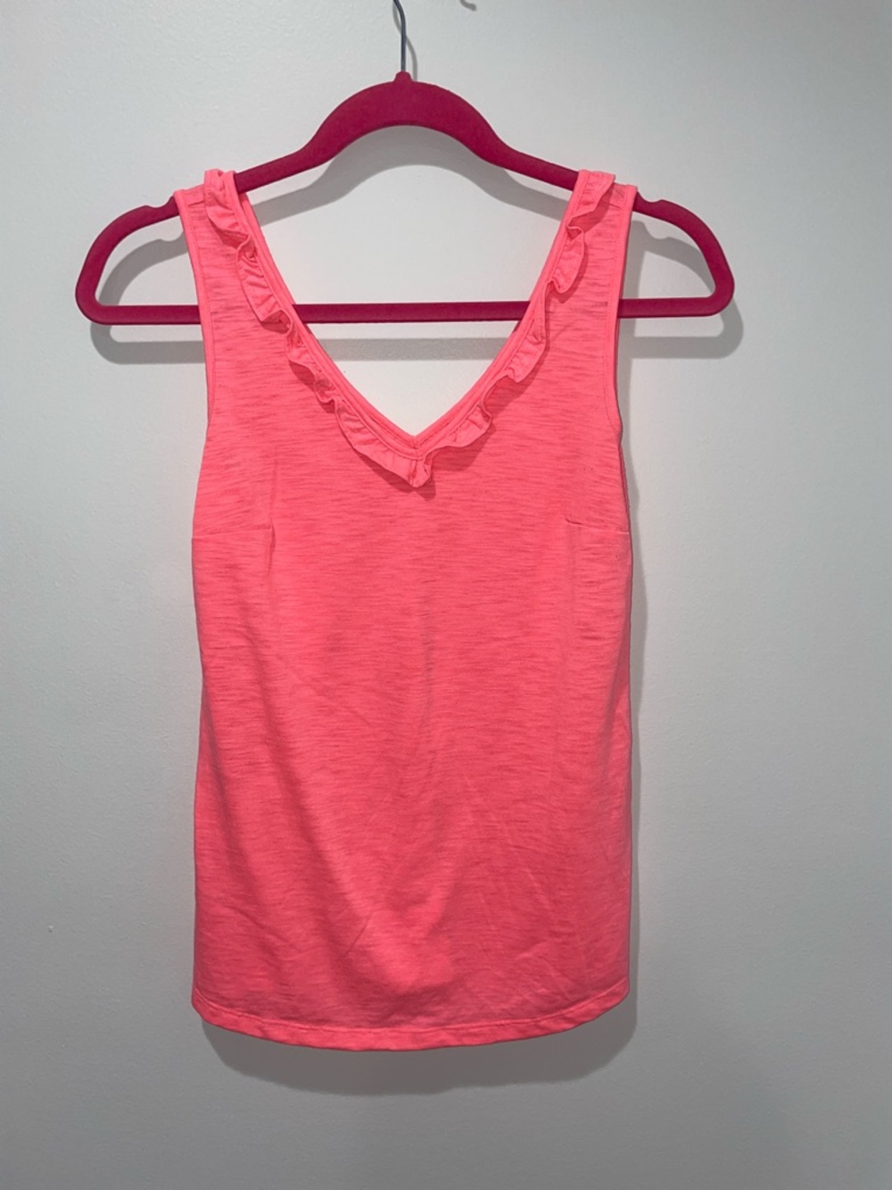 Lilly Pulitzer Ruffled V-Neck Sleeveless Tank Top - Neon Coral Pink
